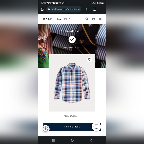 NWT Polo Ralph Lauren: Classic Fit Plaid Oxford Shirt, Blue/Red/Green/White, Med - Picture 8 of 9